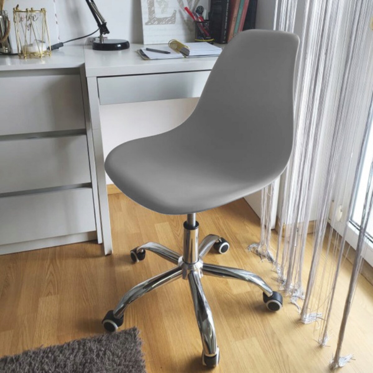 Fotel krzesło biurowe obrotowe do biurka gabinetu plastikowe szare
