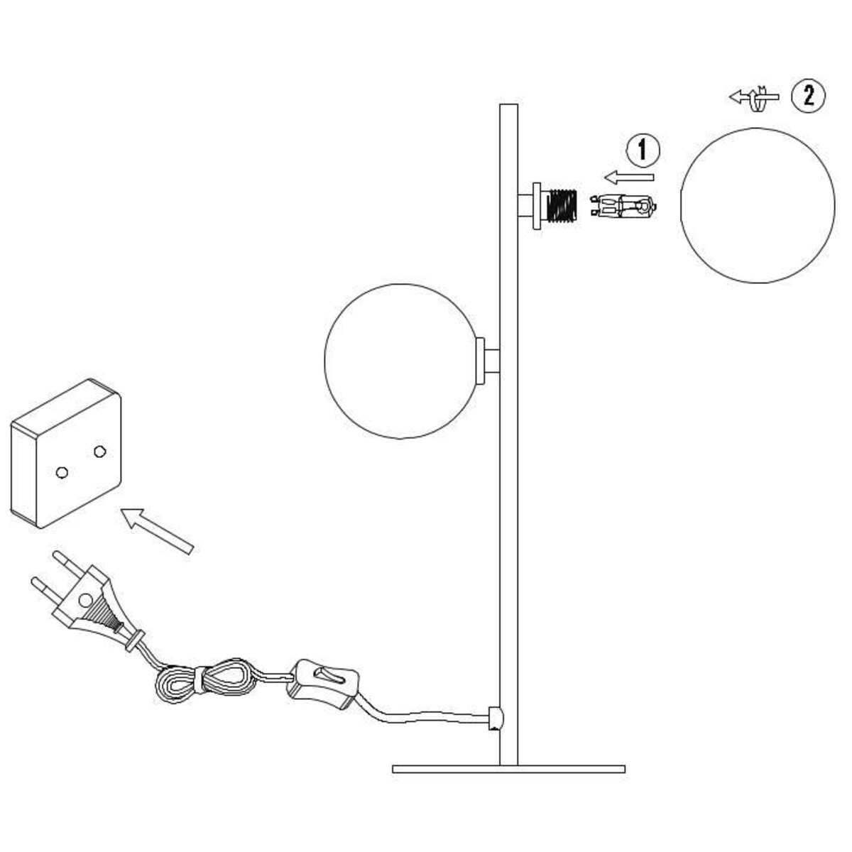 Stojąca LAMPA stołowa TYCHO 45574/02/02 Lucide loftowa LAMPKA szklane kule przydymione mosiądz