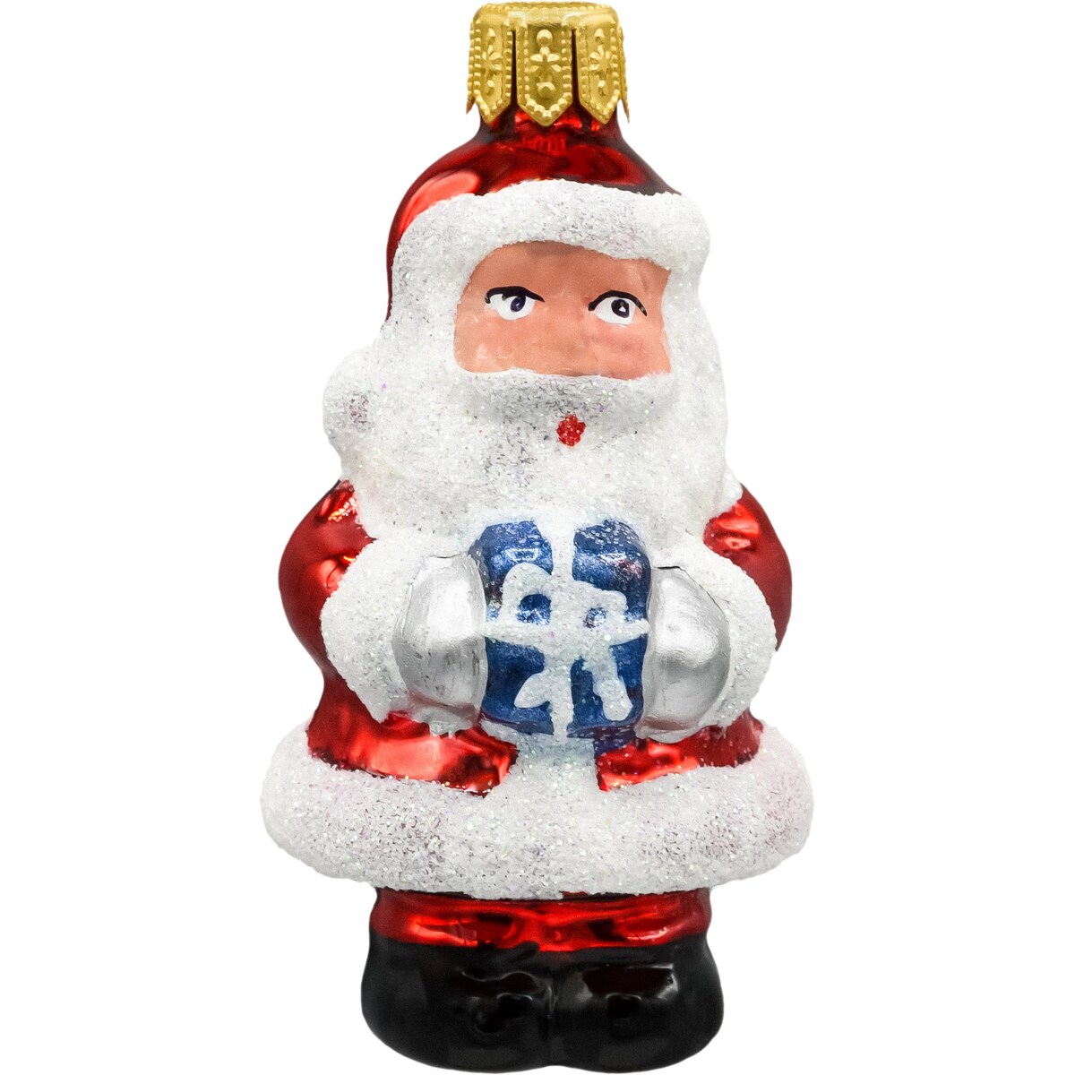 Bombka choinkowa: Święty Mikołaj z prezentem