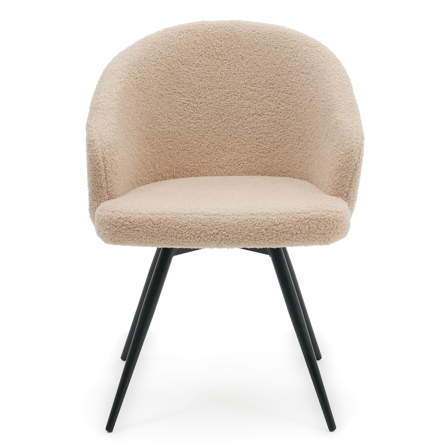 Krzesło tapicerowane obrotowe boucle teddy do salonu MODENA ciemnobeżowe