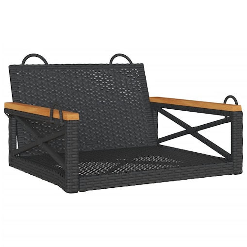 vidaXL Ławka bujana, czarna, 63x62x40 cm, polirattan