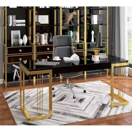 Czarne złote biurko ze stali nierdzewnej Luxury Premium 140x70x75