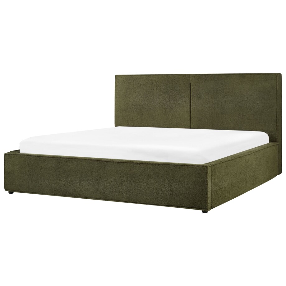 Łóżko z pojemnikiem boucle 180 x 200 cm ciemnozielone MOISSAC