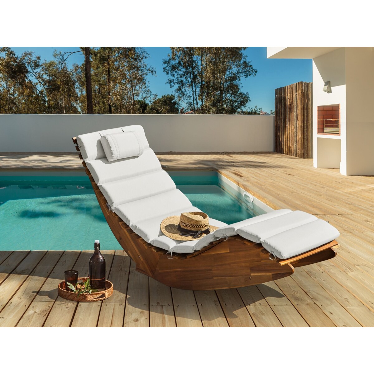 Poduszka na leżak ogrodowy BRESCIA PREMIUM 180 x 60 cm Złamana biel