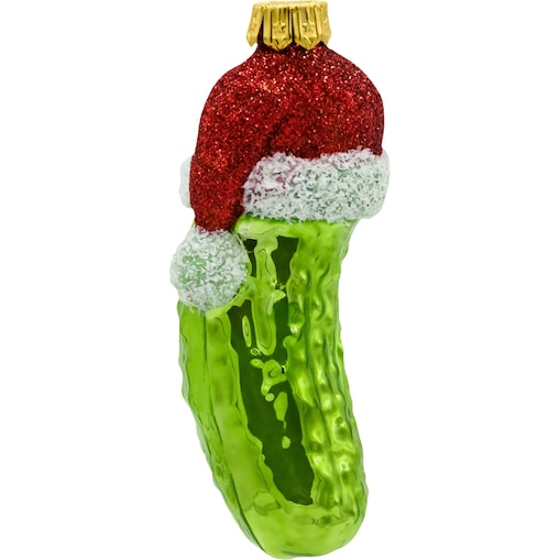 Bombka choinkowa: Ogórek z czapką Świętego Mikołaja