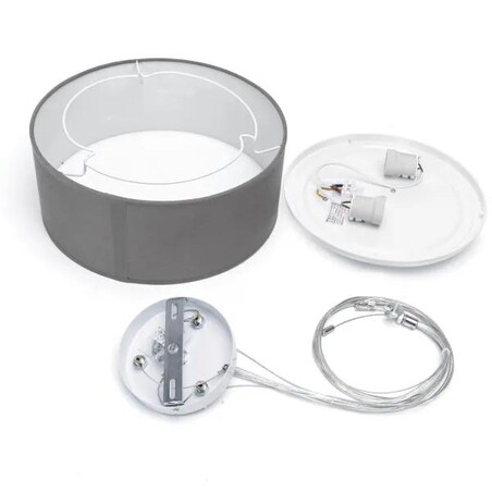 lampa wisząca abażur z tkaniny szara okragła e27