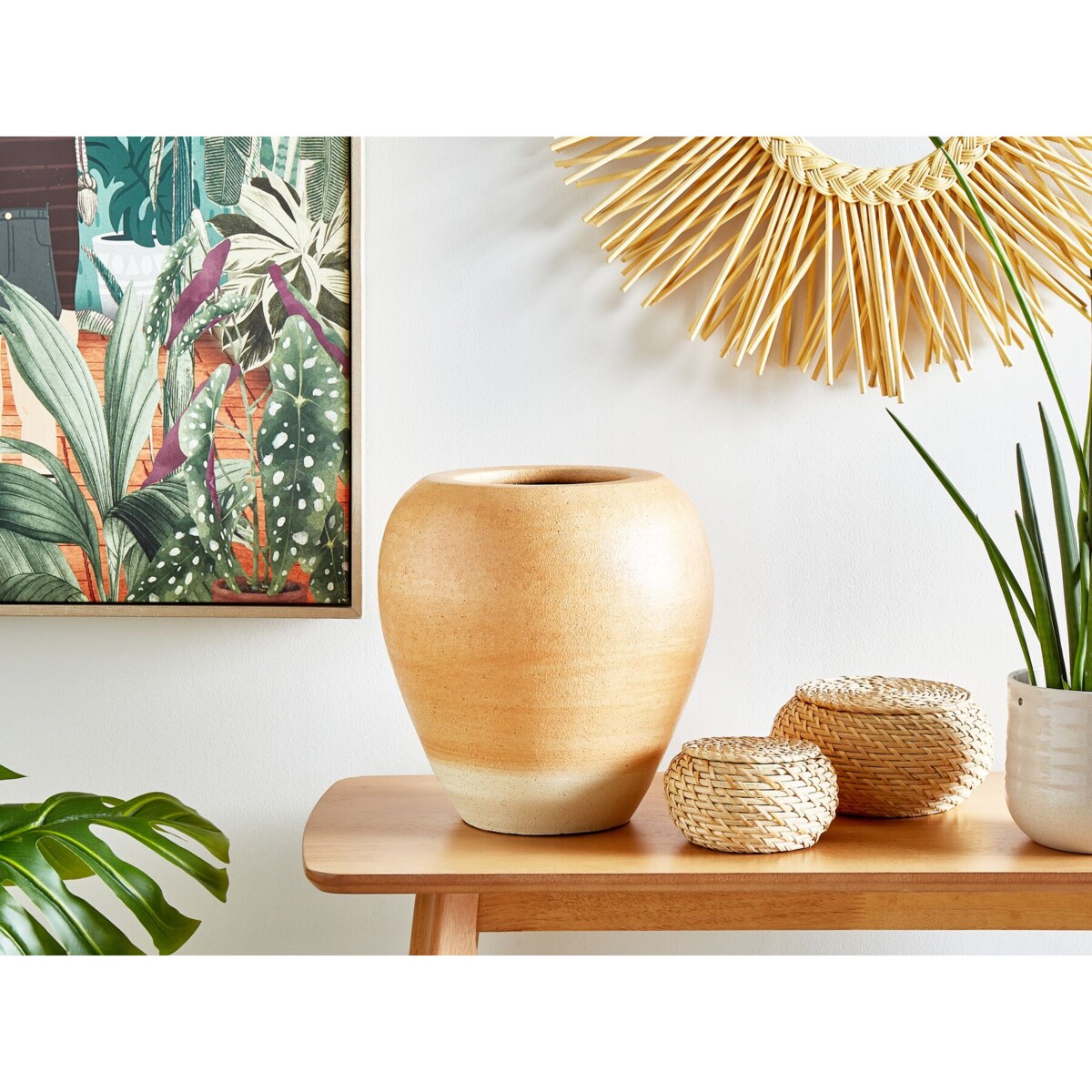 Wazon dekoracyjny z terakoty 34 cm pomarańczowy SKIONE