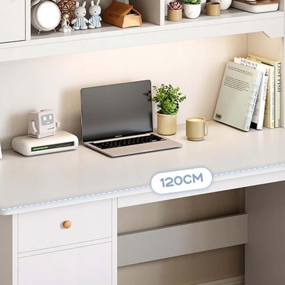 Biurko komputerowe białe loft pod laptop stolik z regałem gamingowe duże