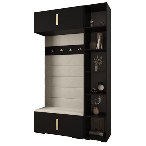 Garderoba do przedpokoju INOVA 1 Z20 czarny+złoty+manila02