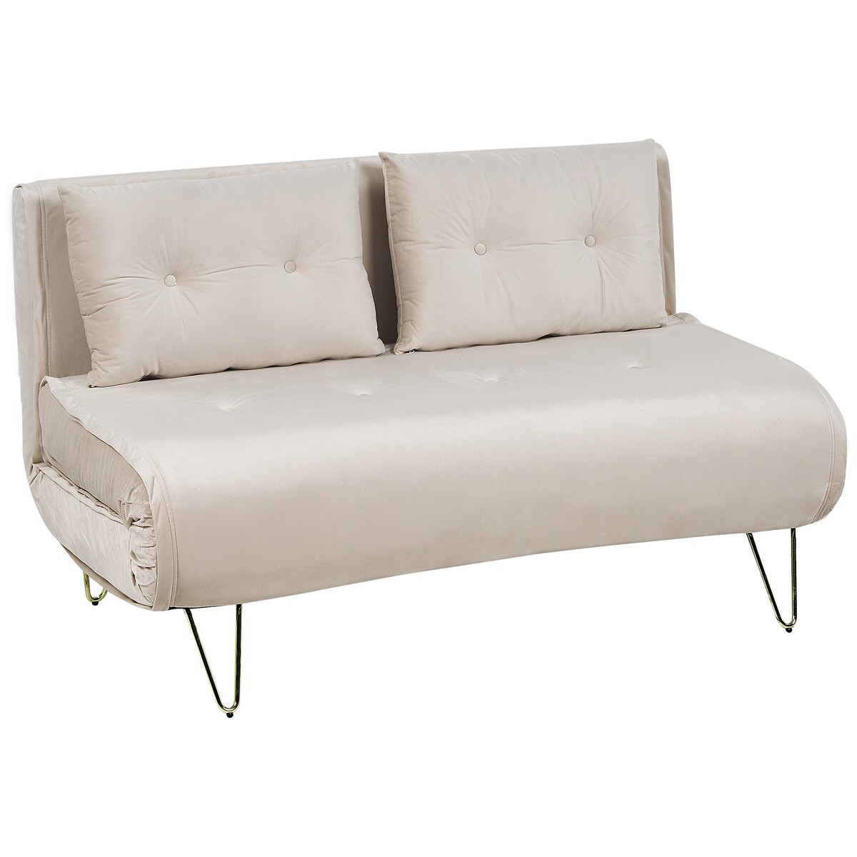 Sofa rozkładana dla 2 osób VESTFOLD Welur Beżowy