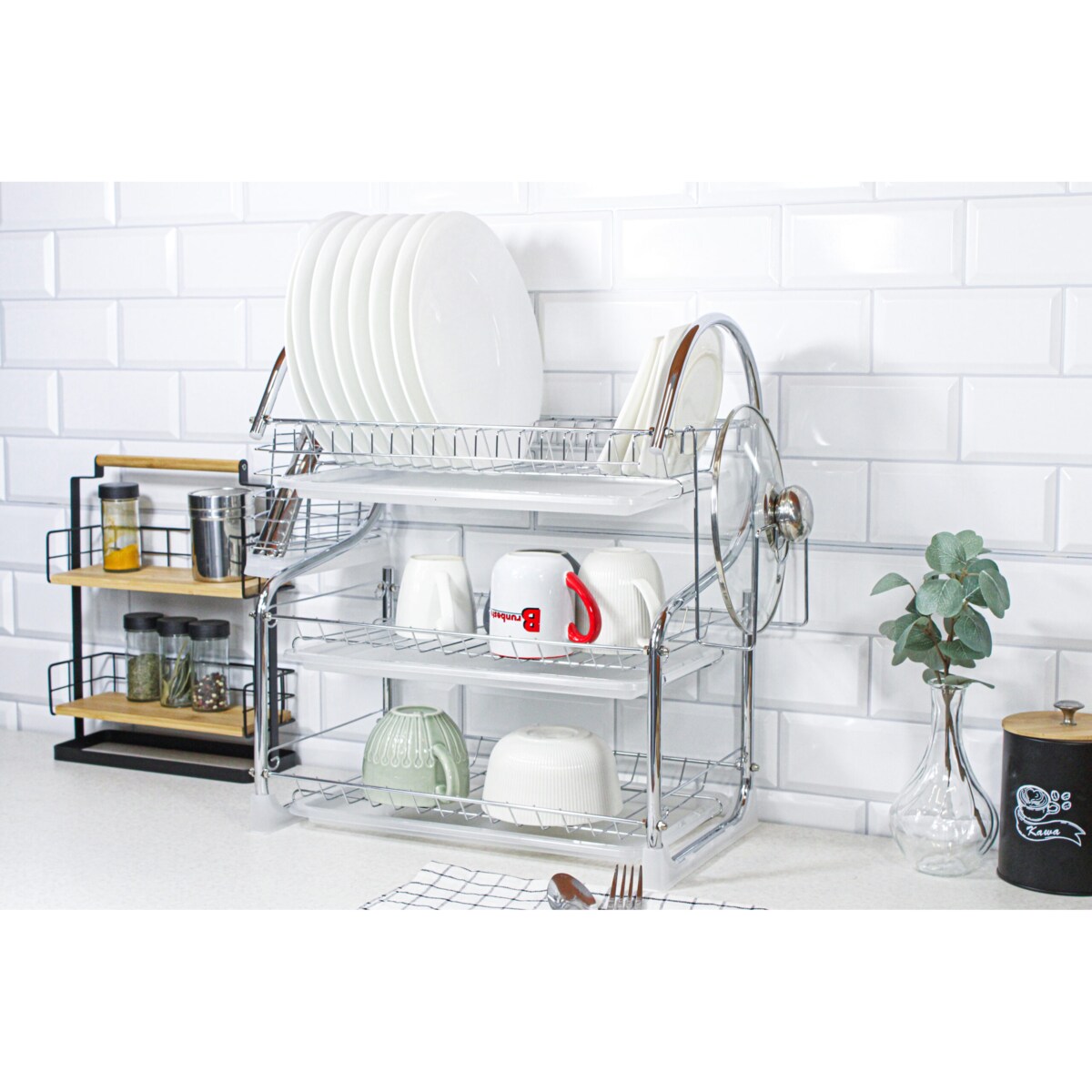 Suszarka do naczyń 3-poziomowa 53x25x49cm srebrna BRUNBESTE