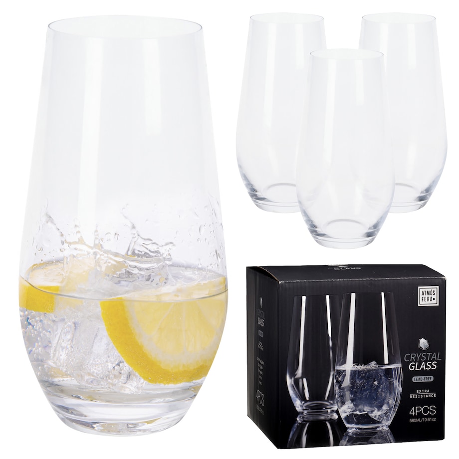 4X Szklanki Kryształowe Do Koktajli Napojów Drinków Prezent 580 Ml Komplet Zestaw Szklanek