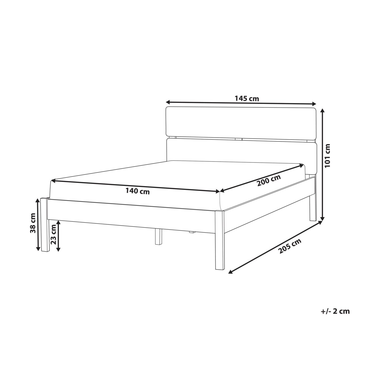 Łóżko LED drewniane 140 x 200 cm jasne BOISSET