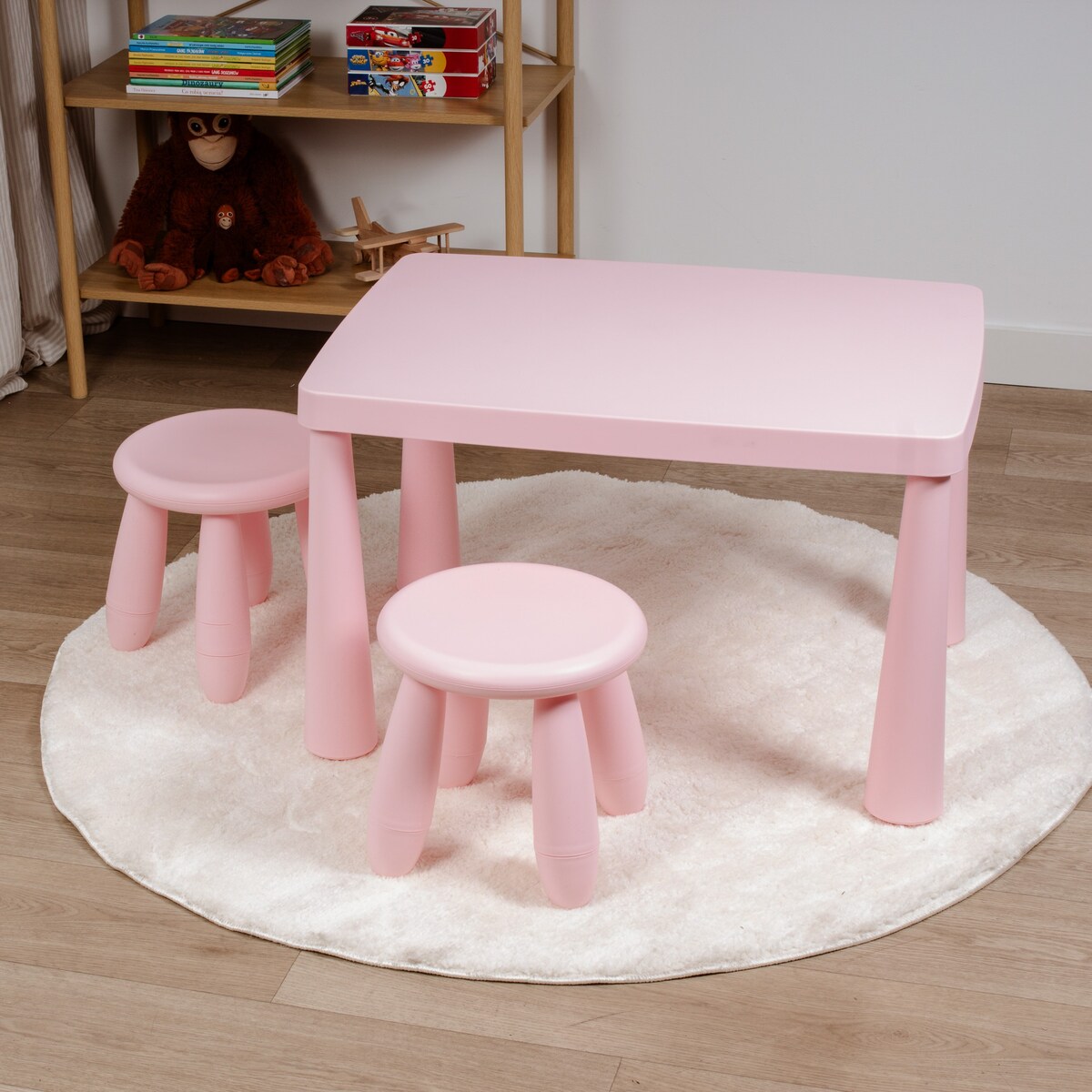 Zestaw dla dzieci stolik i krzesełka plastikowy różowy