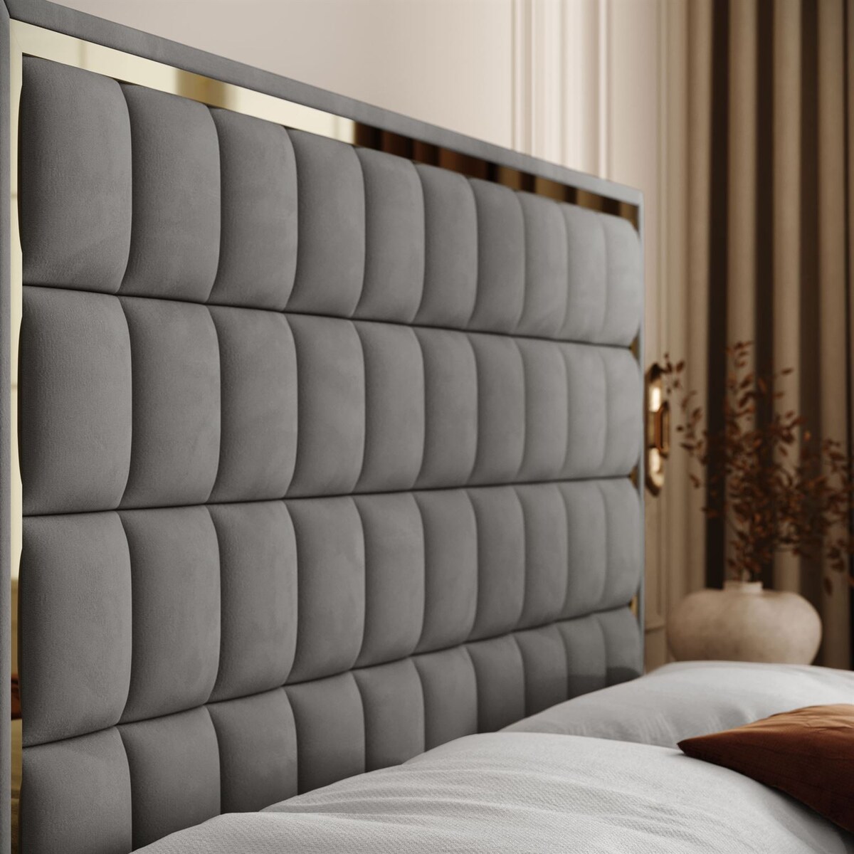 Łóżko kontynentalne ISADORA II GOLD, pojemnik na pościel, 140x200, RV 250, topper