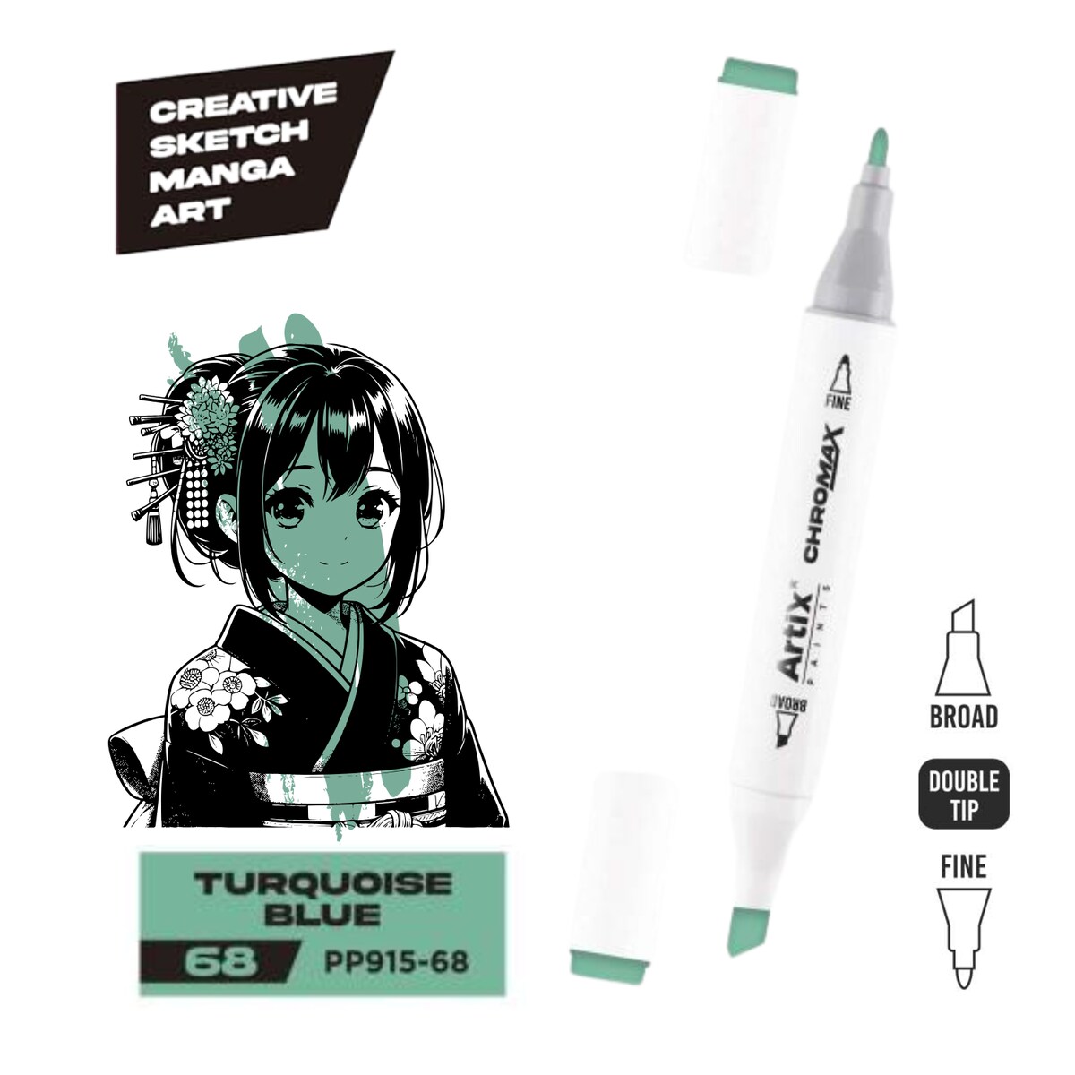 dwustronny marker kreatywny artix pp915-68 turquoise blue
