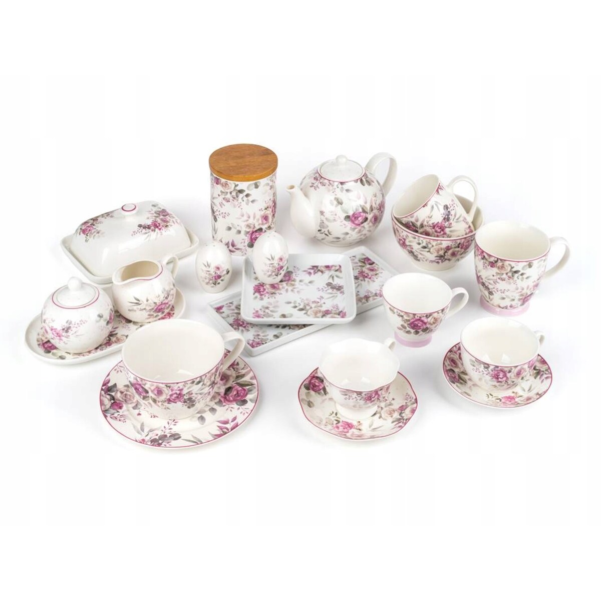 CUKIERNICZKA CUKIERNICA ceramiczna W RÓŻA kwiaty dekor pojemnik na cukier