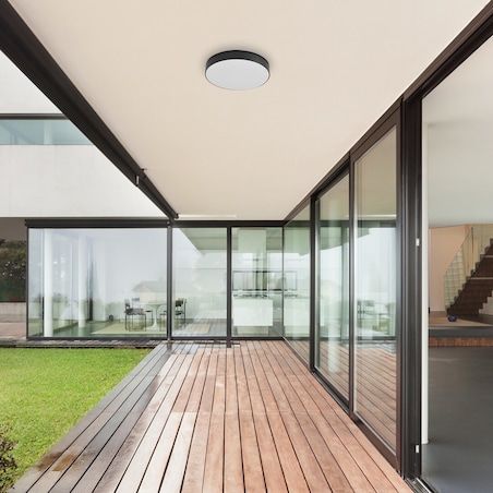 Sufitowa LAMPA plafon TARTU 7898 Rabalux okrągła OPRAWA metalowa LED 24W 2800K - 6000K plafoniera do łazienki IP44 czarna