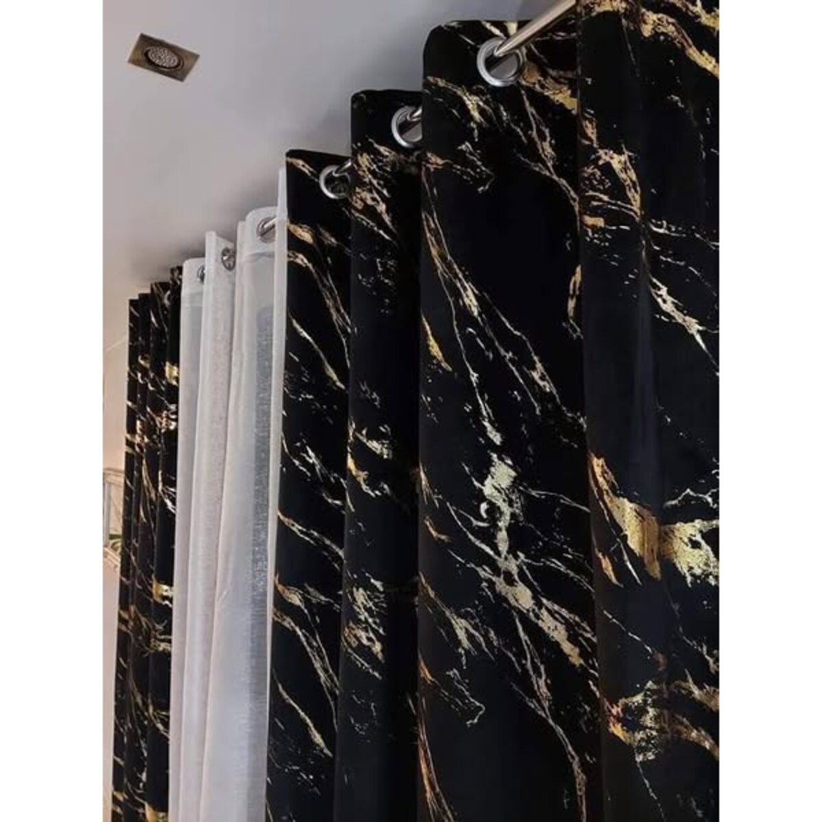 zasłona welurowa "marmur" 140x250 cm czarny