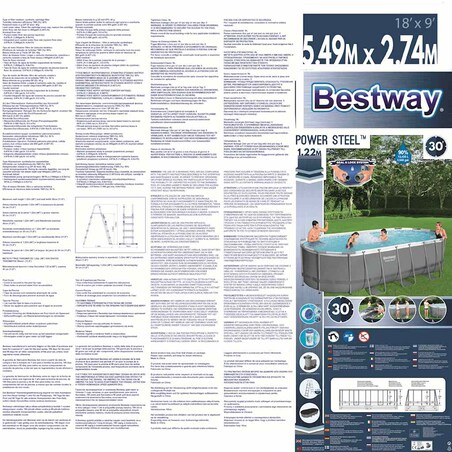 Bestway Basen naziemny Power Steel owalny z akcesoriami, 549x274x122cm