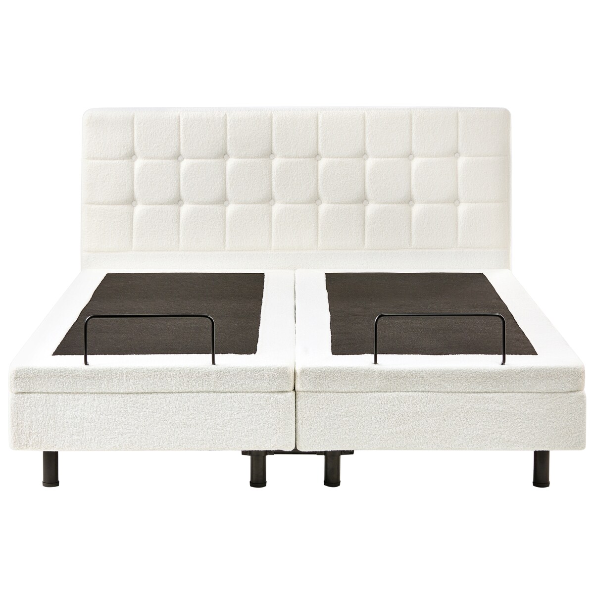 Łóżko regulowane Boucle DUKE 160 x 200 cm Złamana biel