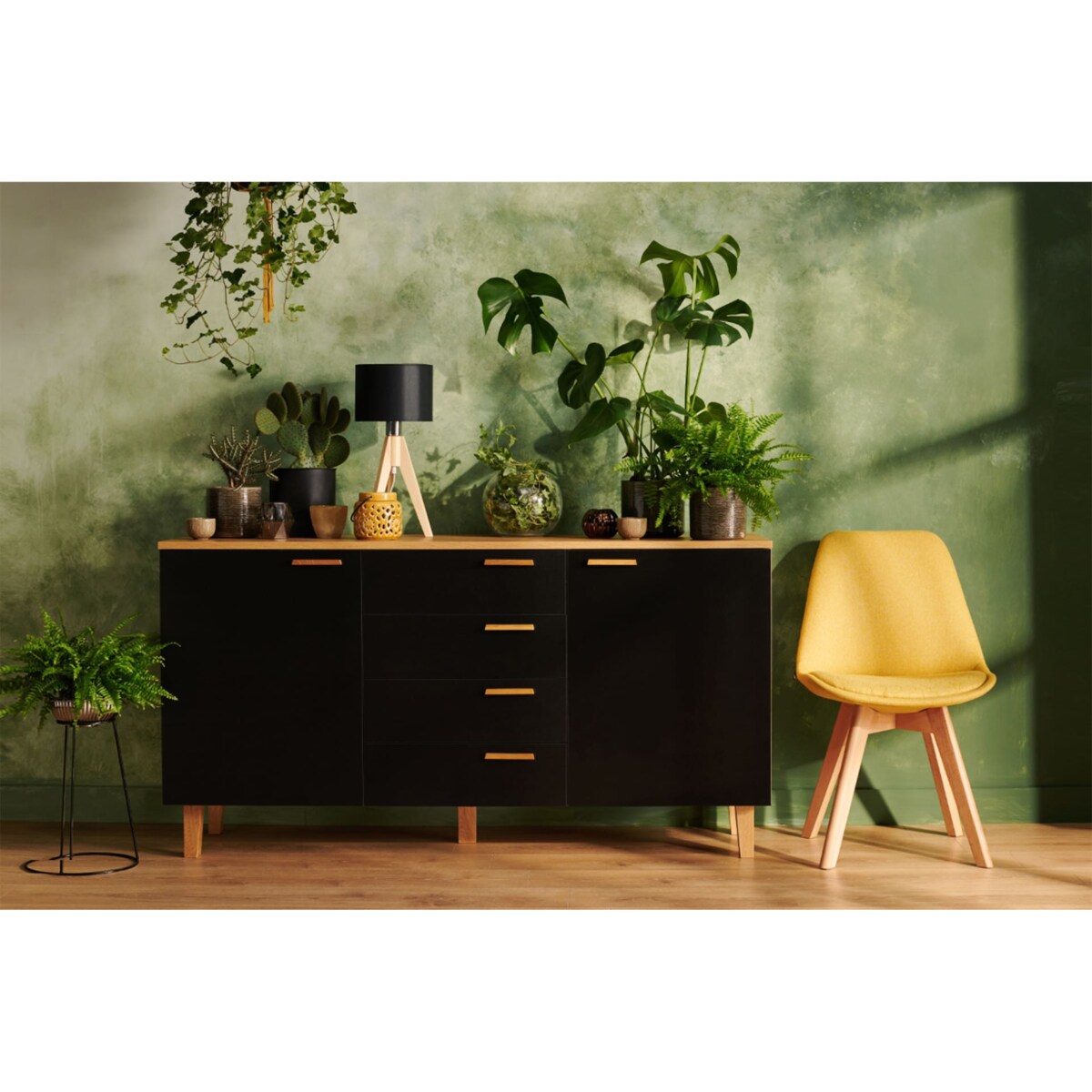 KONSIMO FRISK Skandynawska komoda z szufladami w kolorze czarnym