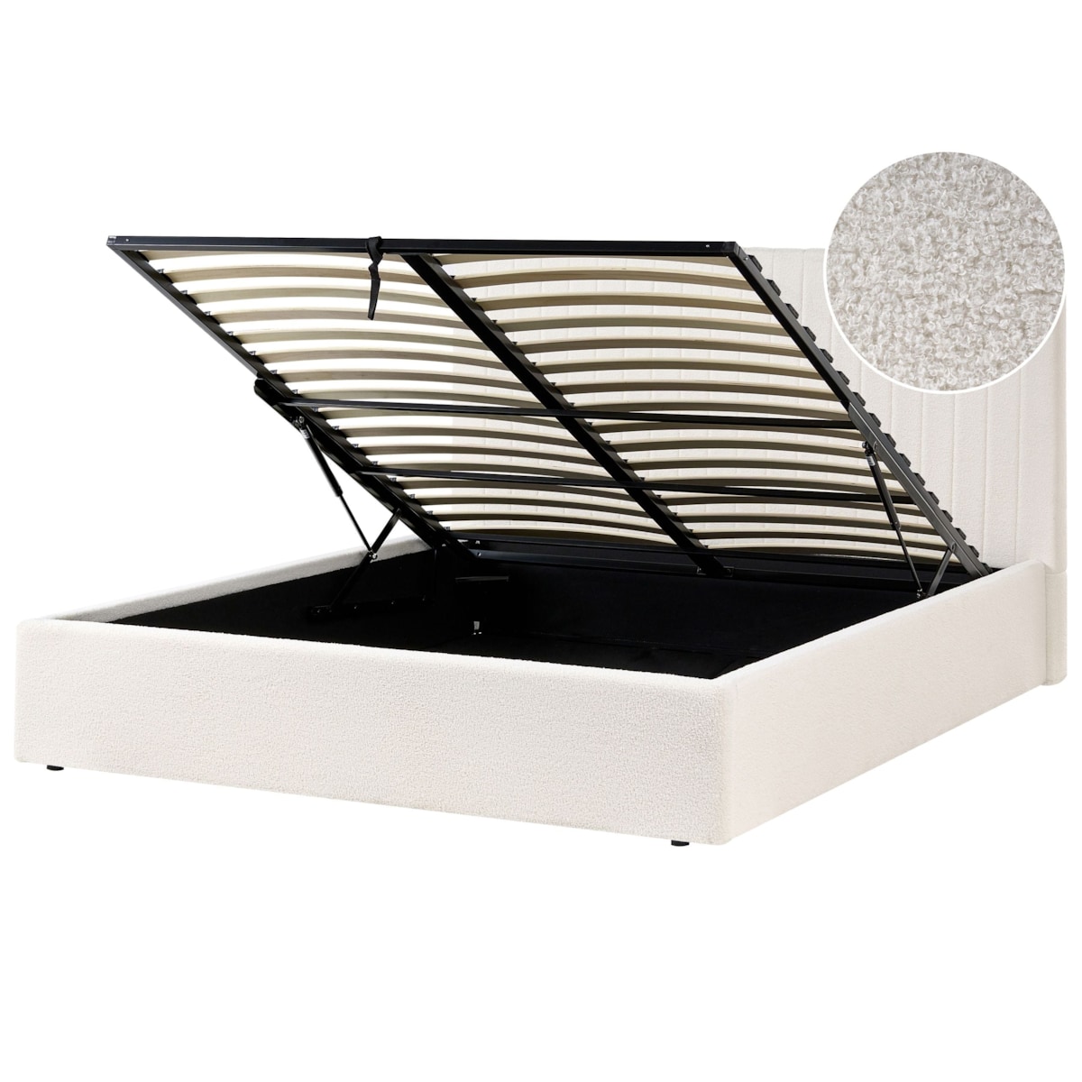 Łóżko z pojemnikiem Boucle VION 160 x 200 cm Złamana biel