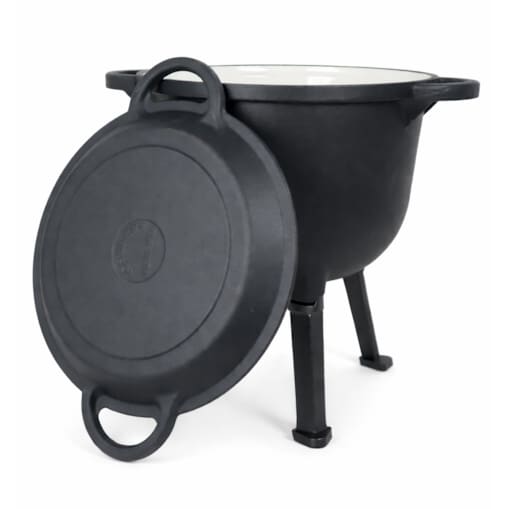 Kociołek żeliwny garnek na ognisko 2w1 emaliowany 10L grill ROSSNER