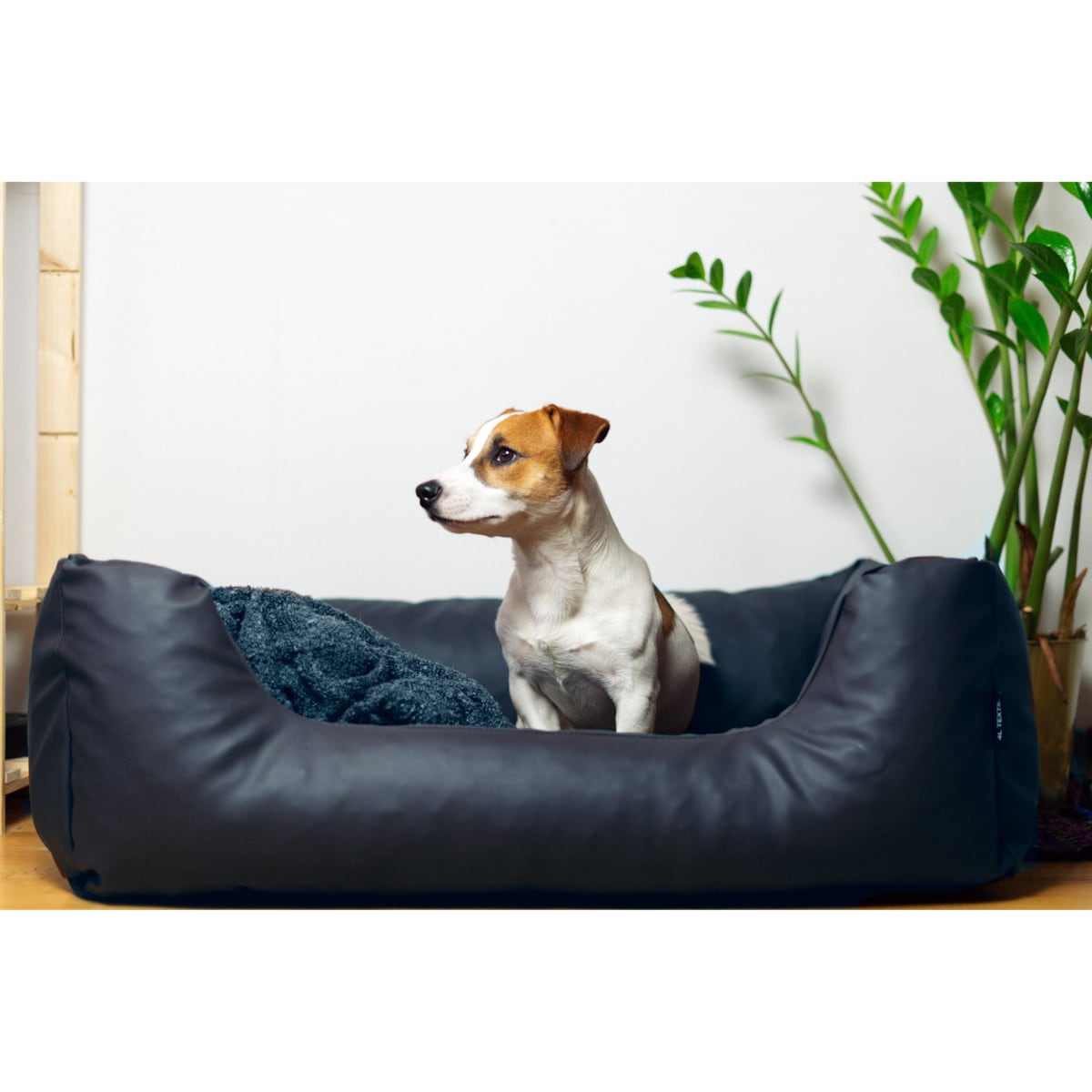Legowisko dla psa z ekoskóry MARIO, 100x70 cm, Czarny