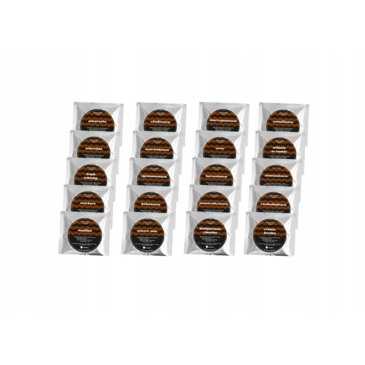 Duży zestaw aromatycznych kaw mielonych z okazji ŚLUBU WESELA 20 różnych smaków - box prezentowy upominkowy dla pary młodej nowożeńców na prezent upominek