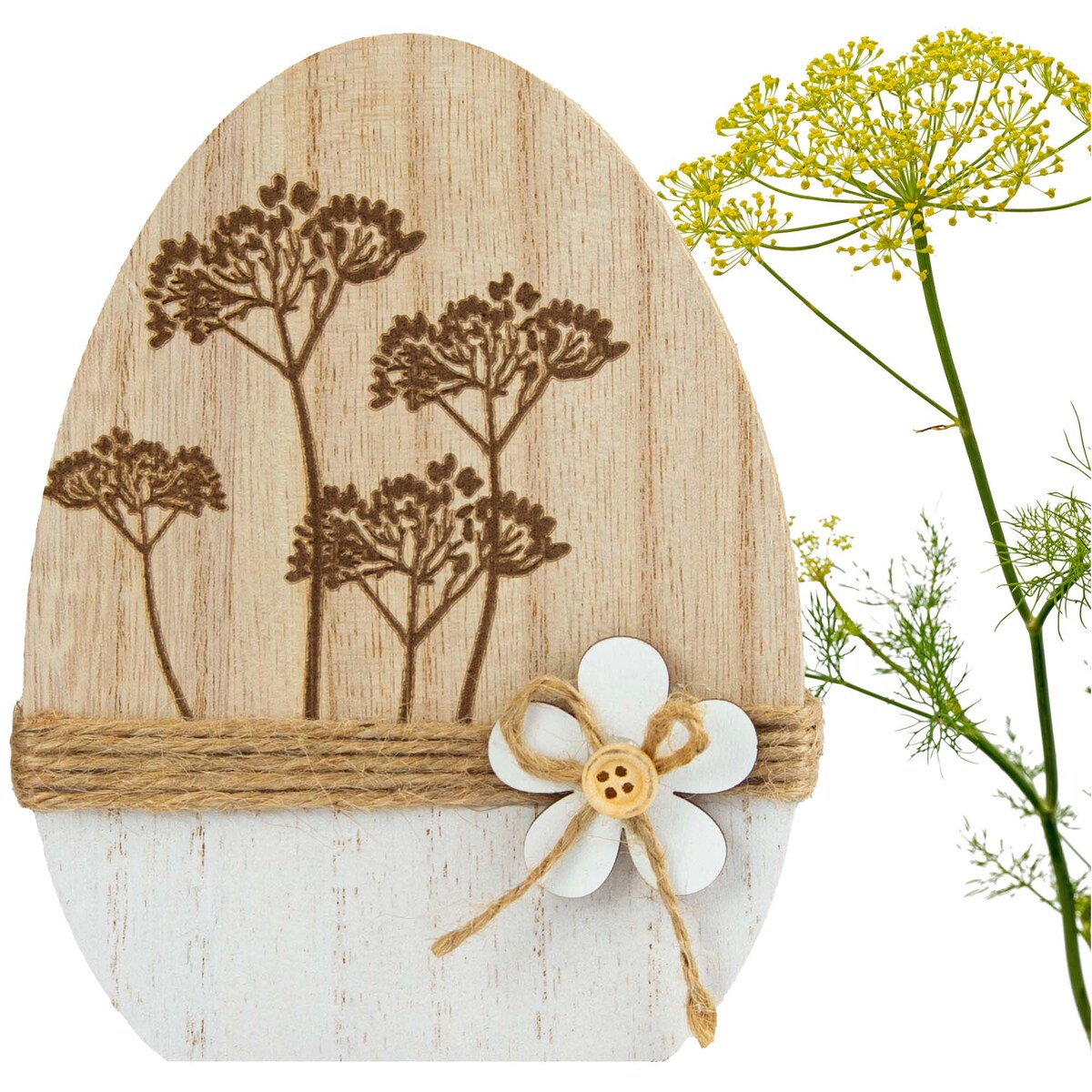 Ozdoba Jajko Wielkanocne 14 Cm Dekoracja Pisanka Na Stół Drewniane Koper