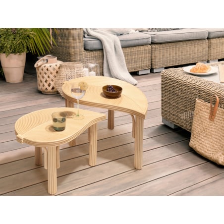 Zestaw 2 stolików kawowych PARALIA Rattan Naturalny