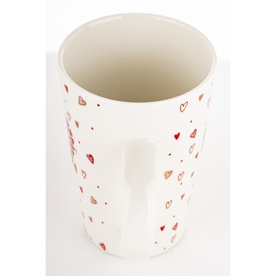 Kubek porcelanowy 440 ml z czerwonym sercem 13x13x8,5 cm AMAR