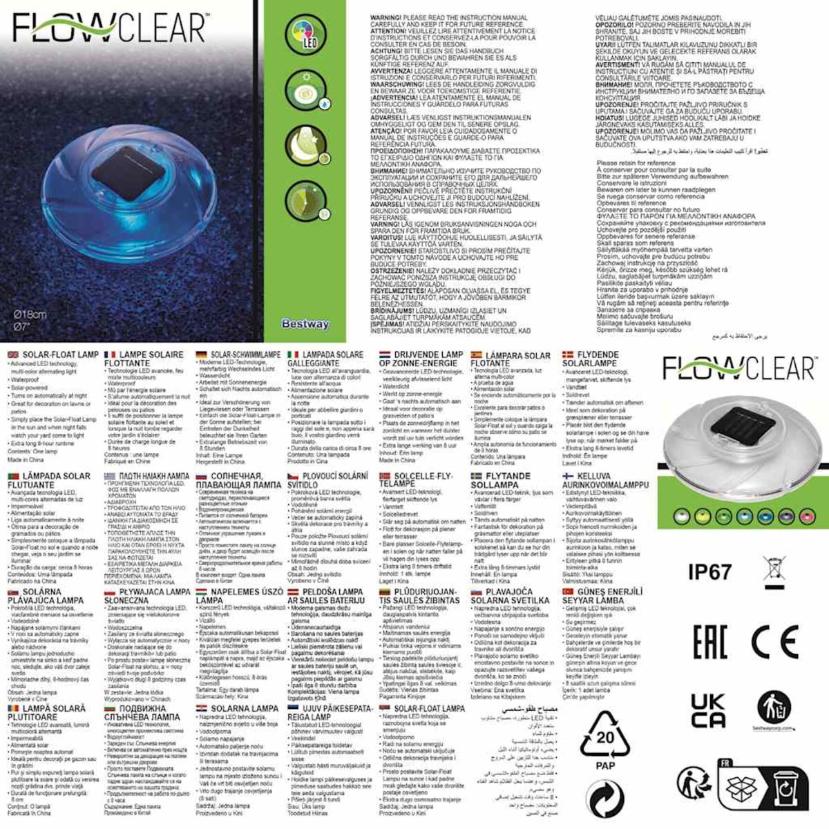 Bestway Pływająca lampa solarna, 58111