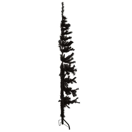 vidaXL Smukła choinka połówka ze stojakiem, sztuczna, czarna, 120 cm