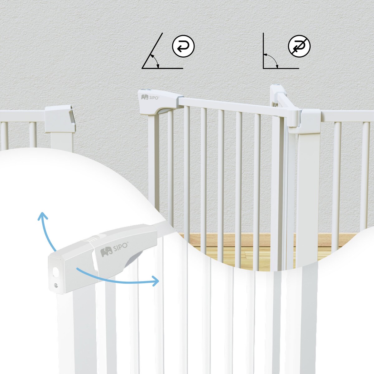 bramka na schody zabezpieczająca, barierka ochronna, sipo, 75-103 cm, biała