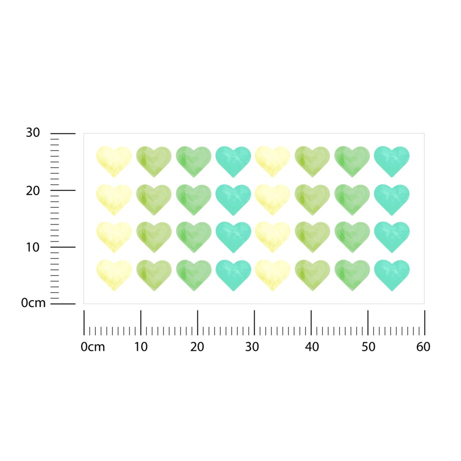 Naklejki Na Ścianę Dla Dzieci Akwarelowe SERDUSZKA Zielone Serca ZESTAW