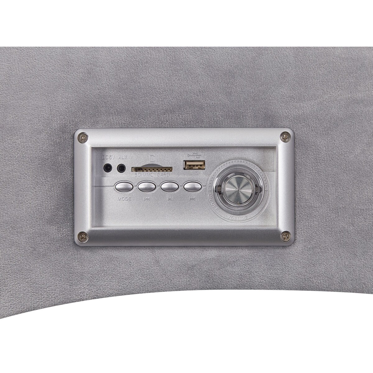 Szezlong welurowy z głośnikiem Bluetooth i portem USB szary SIMORRE