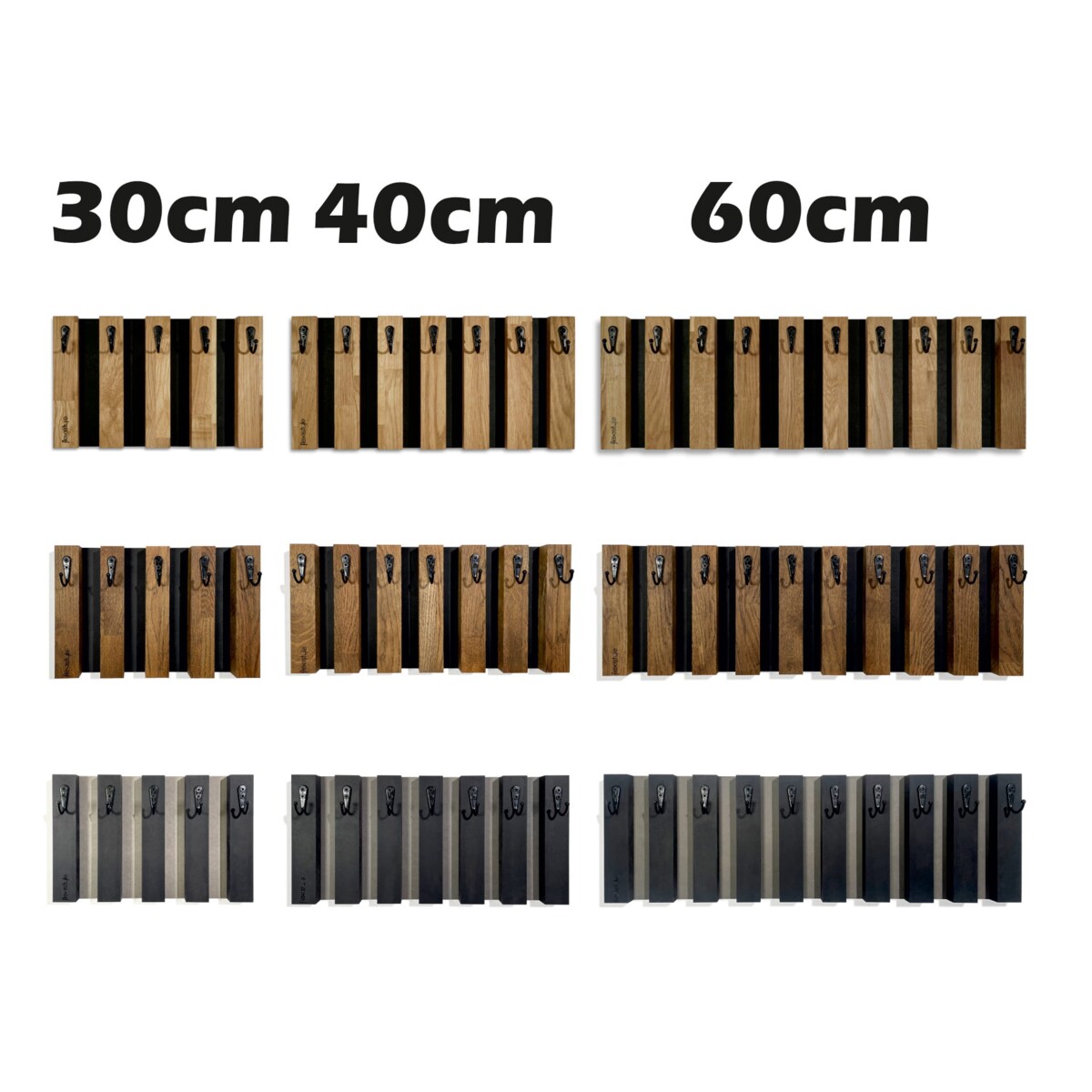 Drewniany wieszak na klucze Lamele 30cm czarny