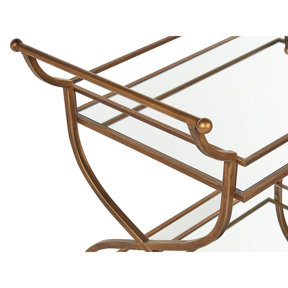 Metalowy wózek kuchenny 2-poziomowy z lustrzanym blatem złoty LARINO