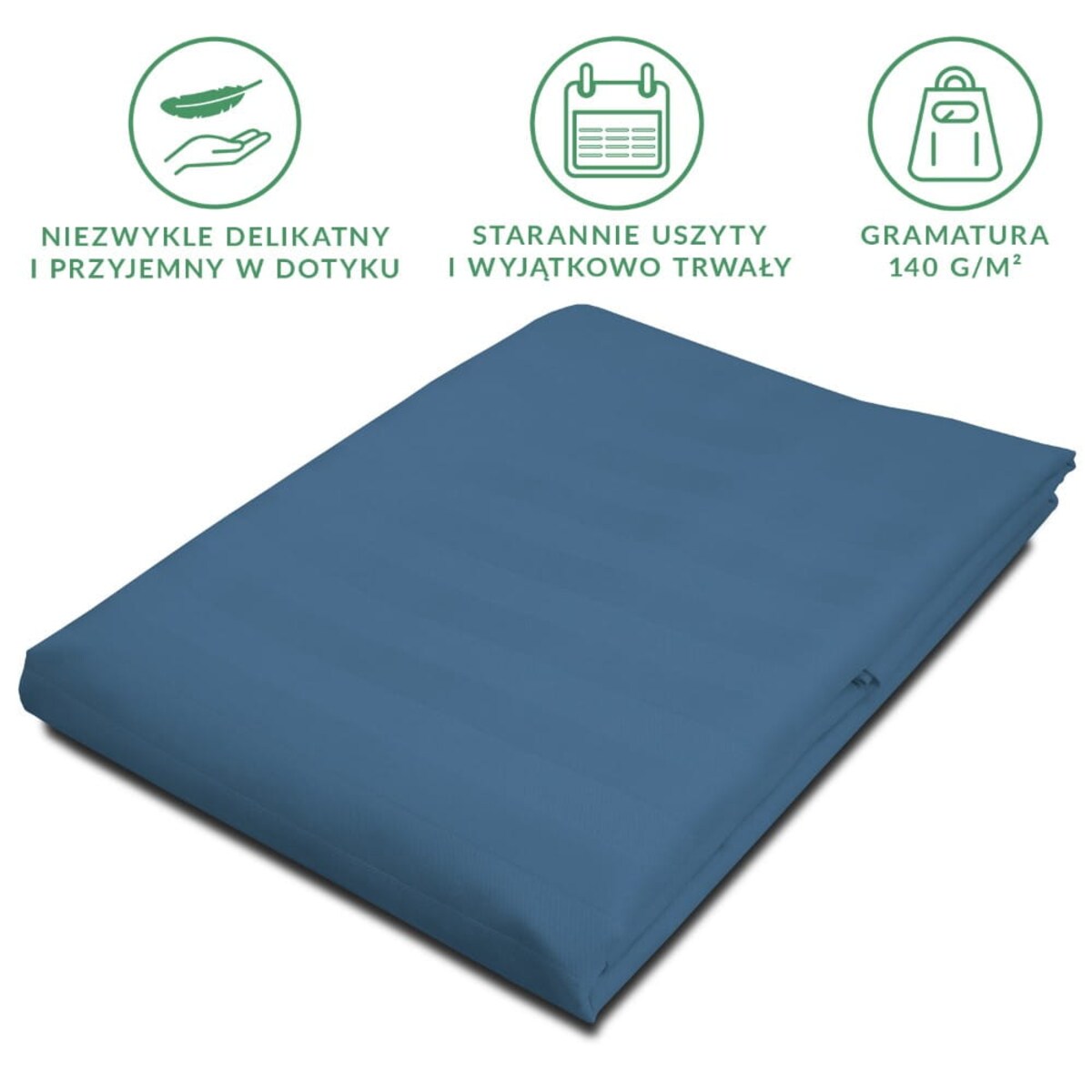 Prześcieradło bambusowe satyna bawełniana 220x260 Bamboo paski, chabrowe