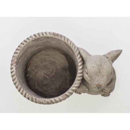 Osłonka na doniczkę - 16x24x16 cm królik i jego szary koszyk