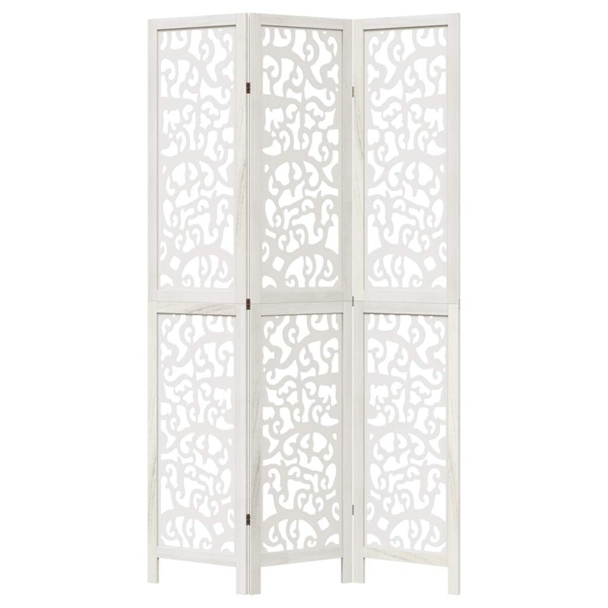 vidaXL Parawan pokojowy, 3-panelowy, biały, lite drewno paulowni