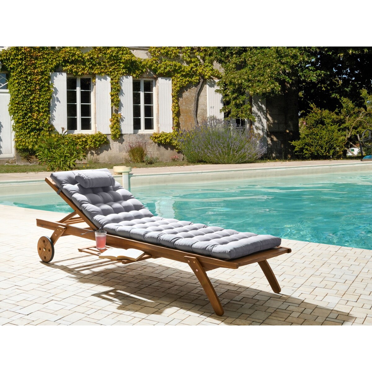 Poduszka na leżak ogrodowy CESANA PREMIUM 192 x 56 cm Jasnoszary