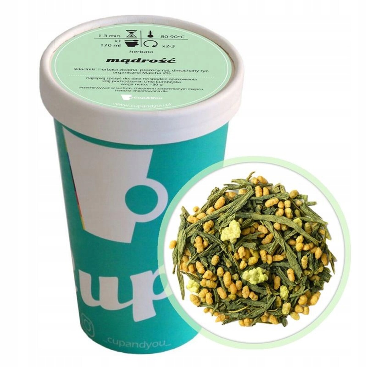 Liściasta sypana Herbata zielona matcha prażony ryż MĄDROŚĆ premium - herbata liściasta sypana mieszanka napar susz