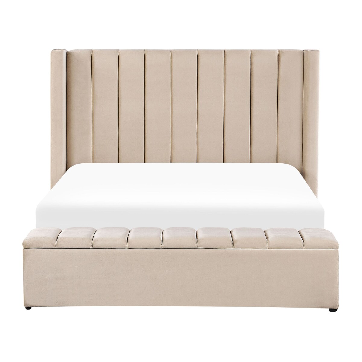 Łóżko wodne welurowe z ławką 160 x 200 cm beżowe NOYERS