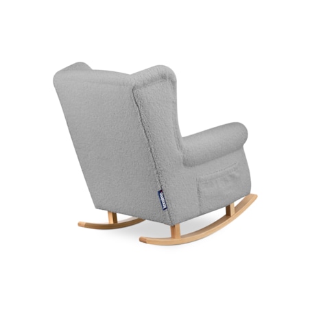 KONSIMO TULES Fotel bujany z torbą wykonany z szarej tkaniny jagnięcej