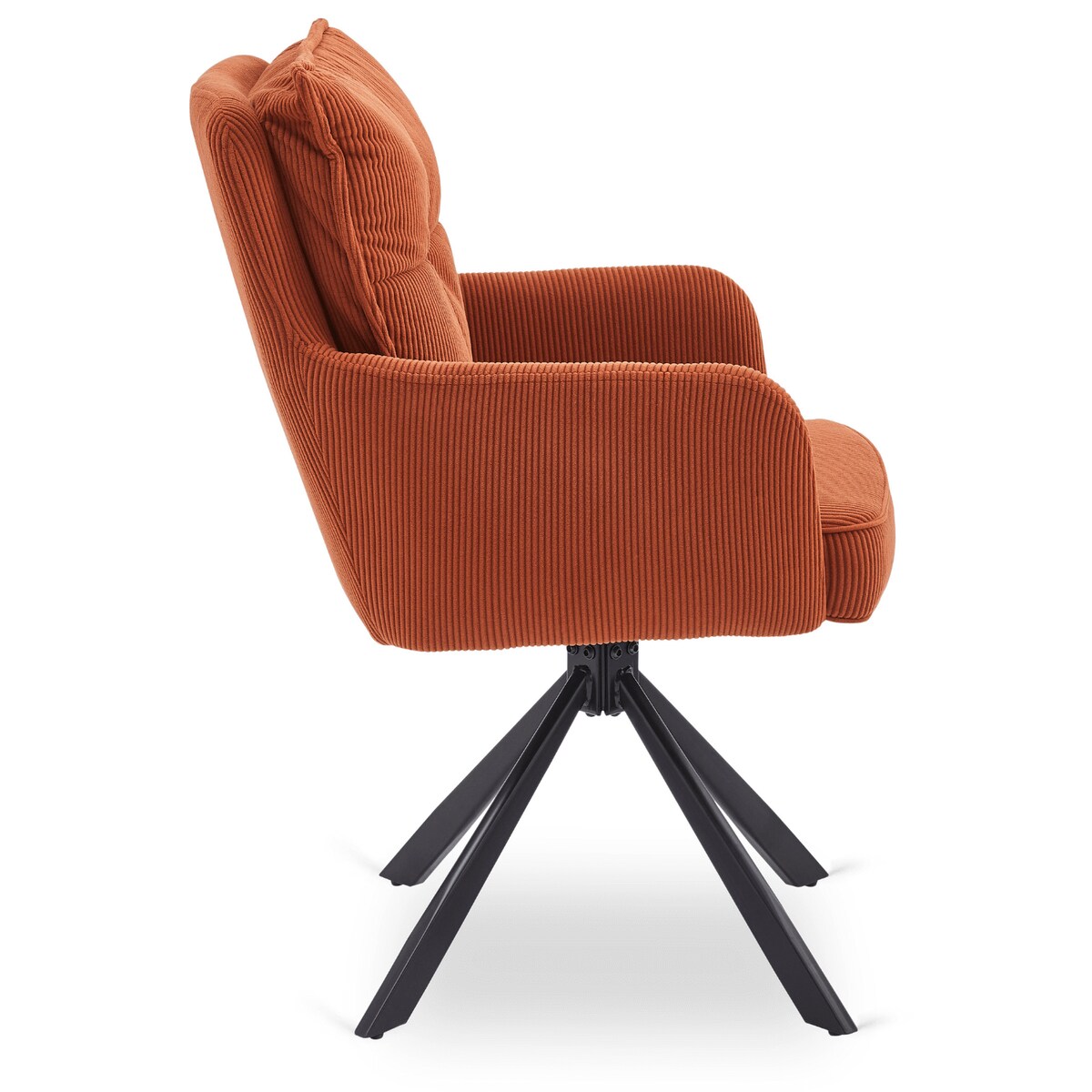 Krzesło Obrotowe Kubełkowe Tapicerowane Do Jadalni Sztruks Rudy CITY