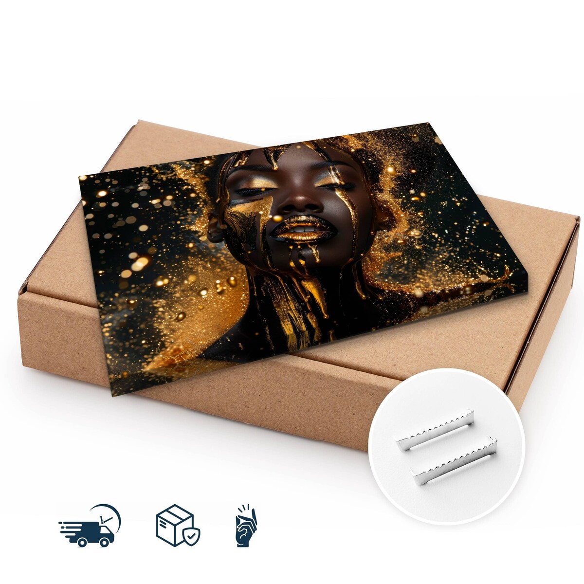 Obraz Do Sypialni Abstrakcja Kobiecy Portret Styl Glamour Złoto 120x80cm