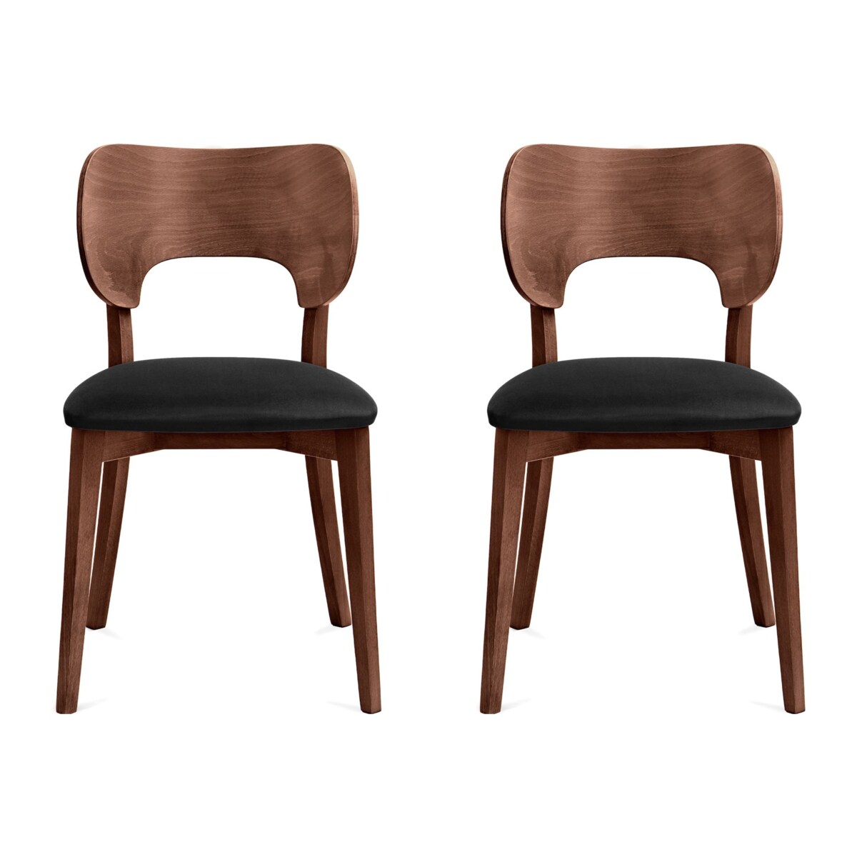 KONSIMO LYCO Krzesła loftowe, orzech ciemny, czarny, 2 szt